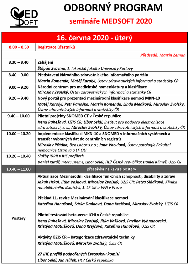 Odborný program MEDSOFT 2020 (strana 1)