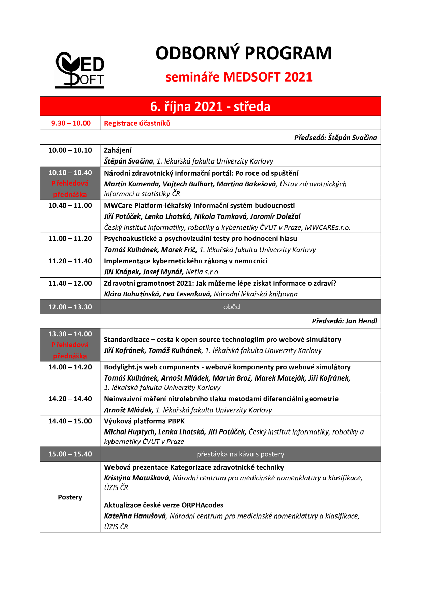 Odborný program MEDSOFT 2020 (strana 1)